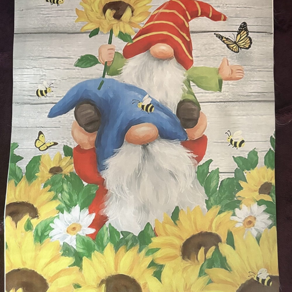 Sunflower Gnome Art Print with Bees and Butterflies